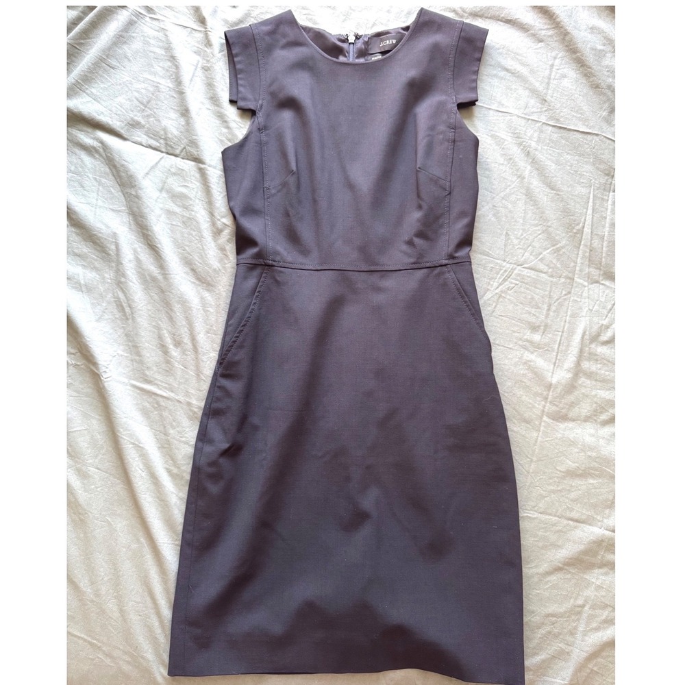 J.Crew Italian Stretch Wool Tollegno 1900 Sheath Dress Black 2P with pocets
